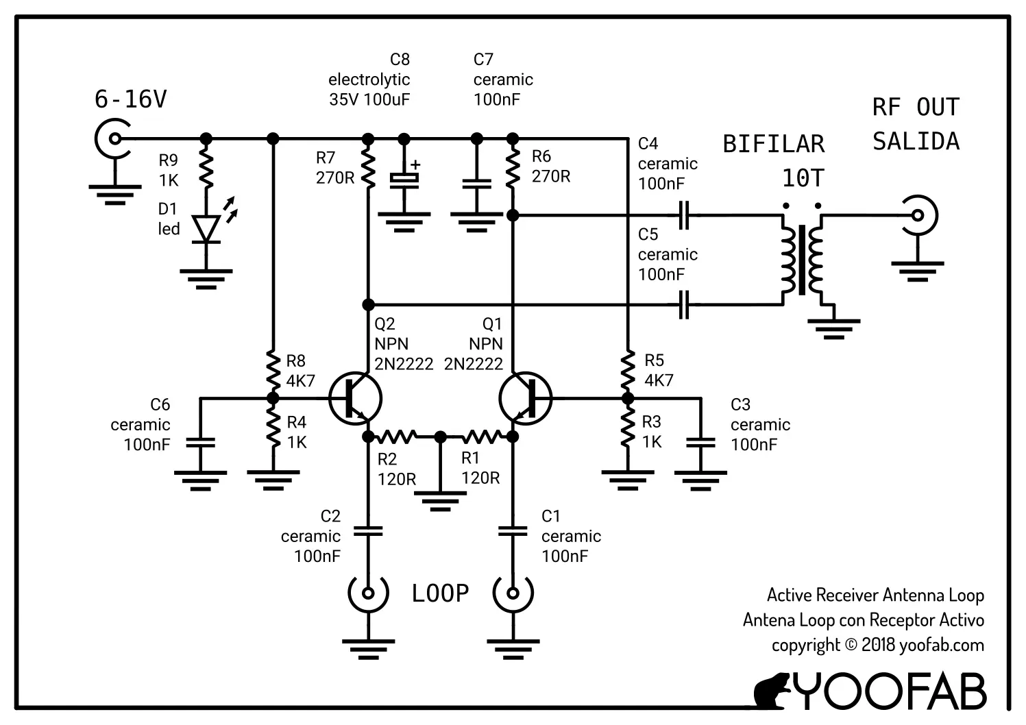 YooFab Active Magnetic Receiver Loop Schematic